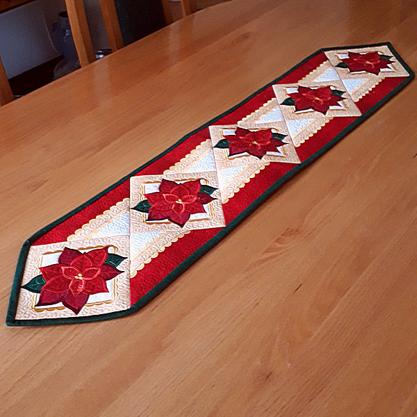 EW205 Quilted Poinsettia Table Runner