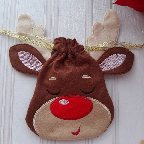 EW268 Reindeer Drawstring Bags
