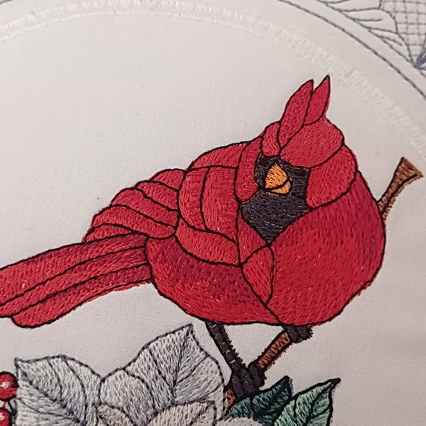 EW329 - Winter Cardinal and Poinsettia