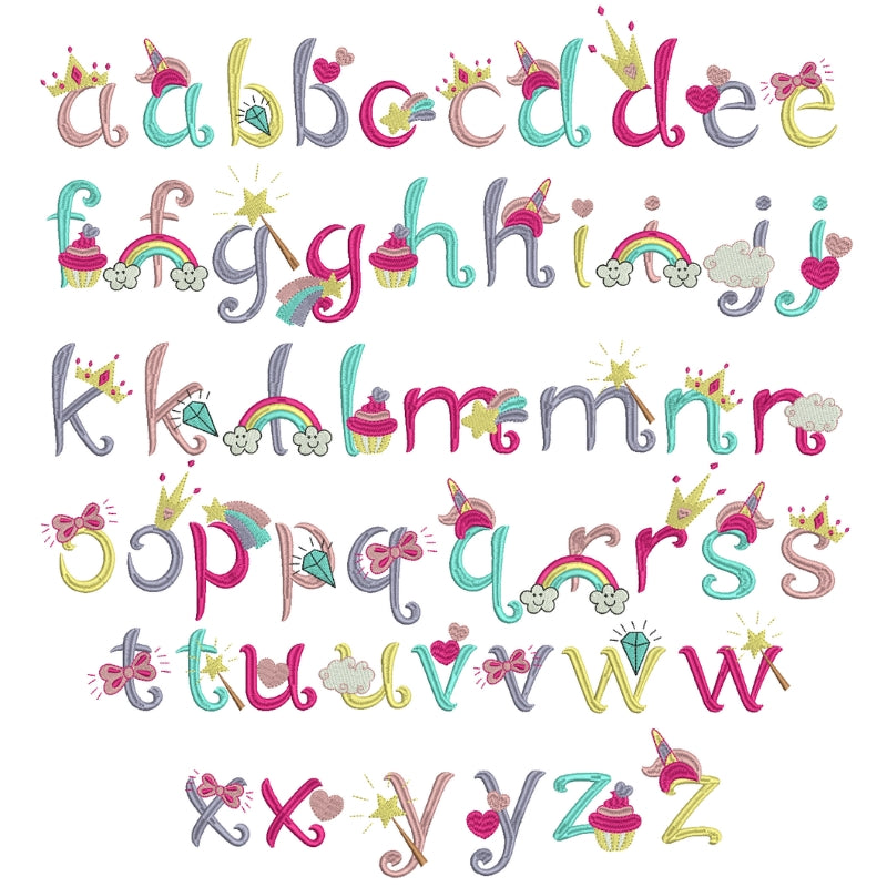EW368 Unicorn Embroidery Design Font
