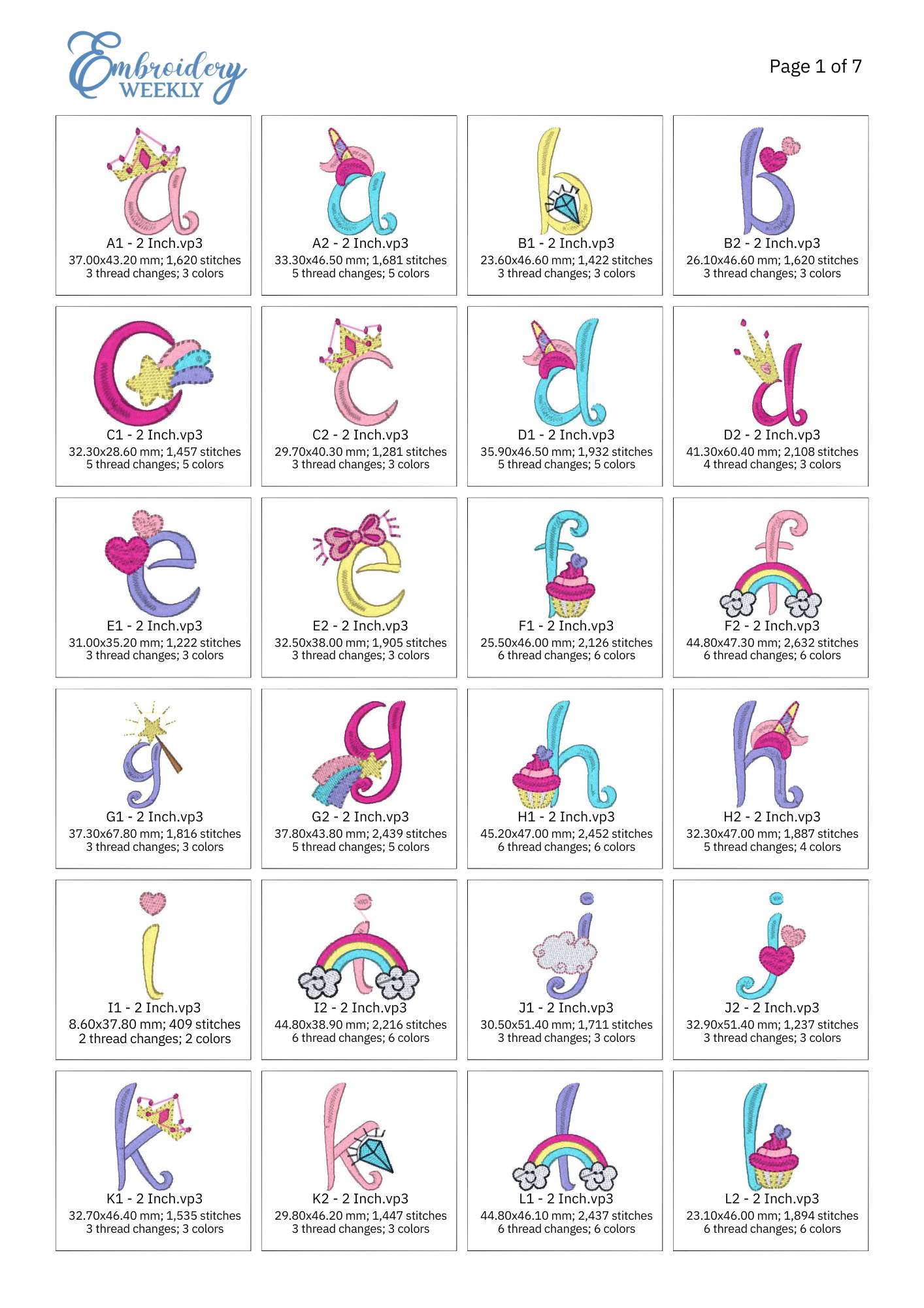 EW368 Unicorn Embroidery Design Font