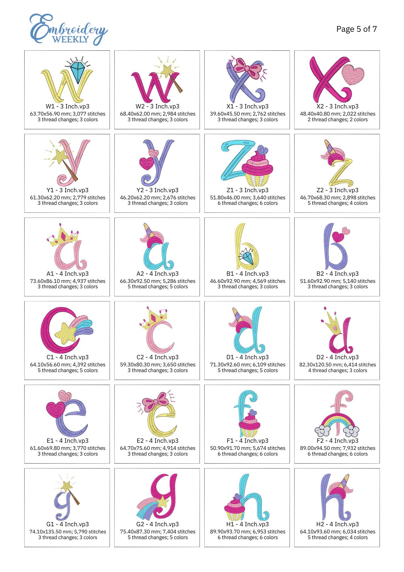 EW368 Unicorn Embroidery Design Font