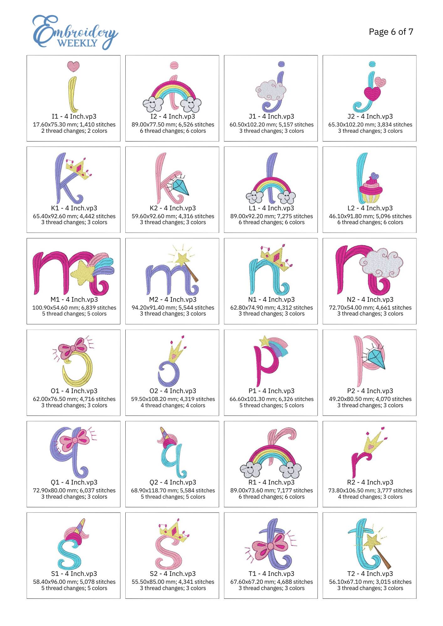 EW368 Unicorn Embroidery Design Font