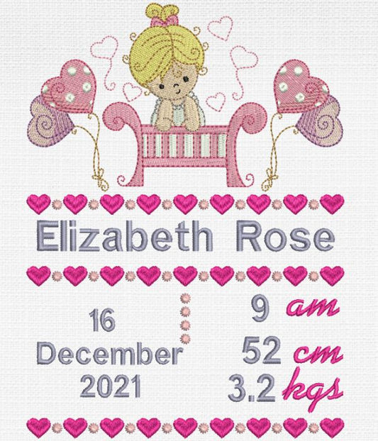 EW380  Baby Crib Birth Announcement Template