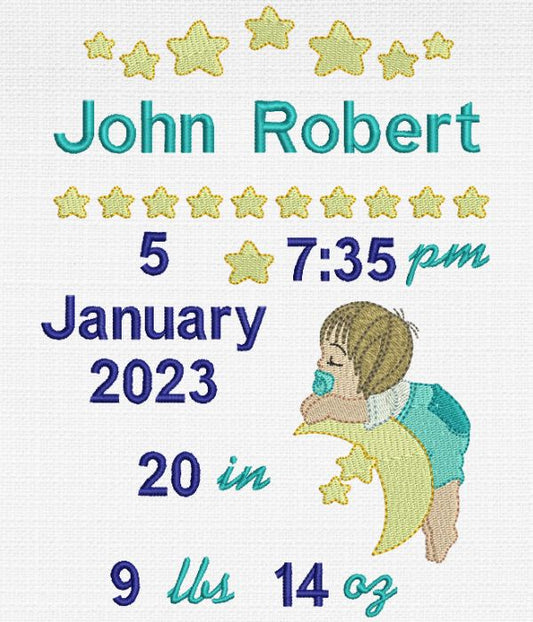 EW381  Baby Stars Birth Announcement Template