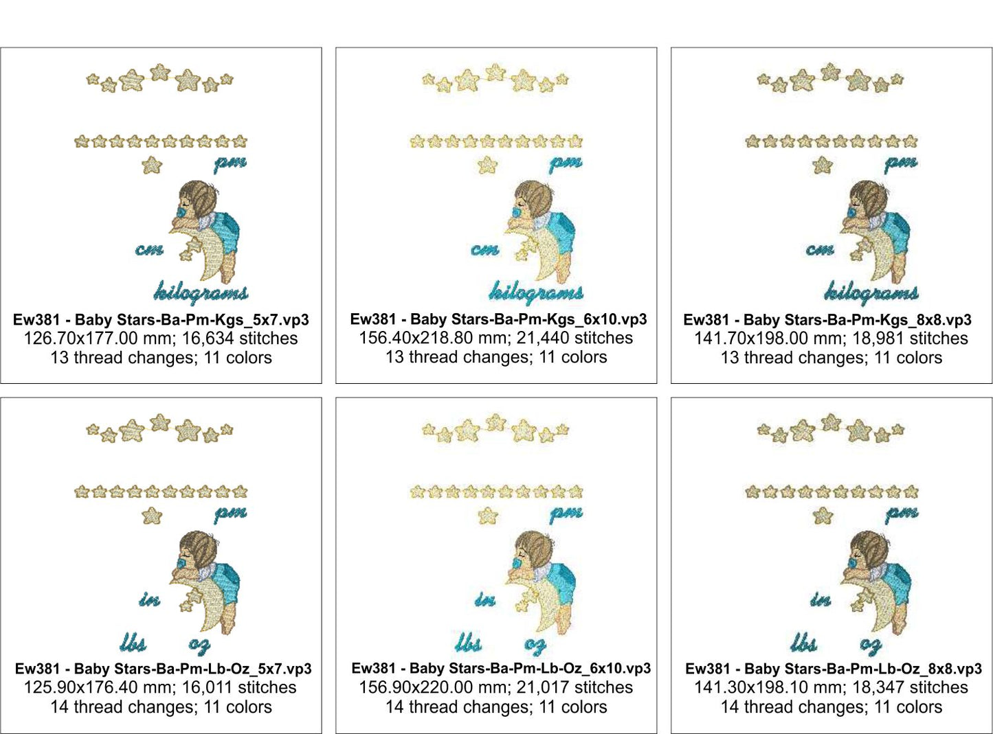 EW381 Baby Stars Birth Announcement Template