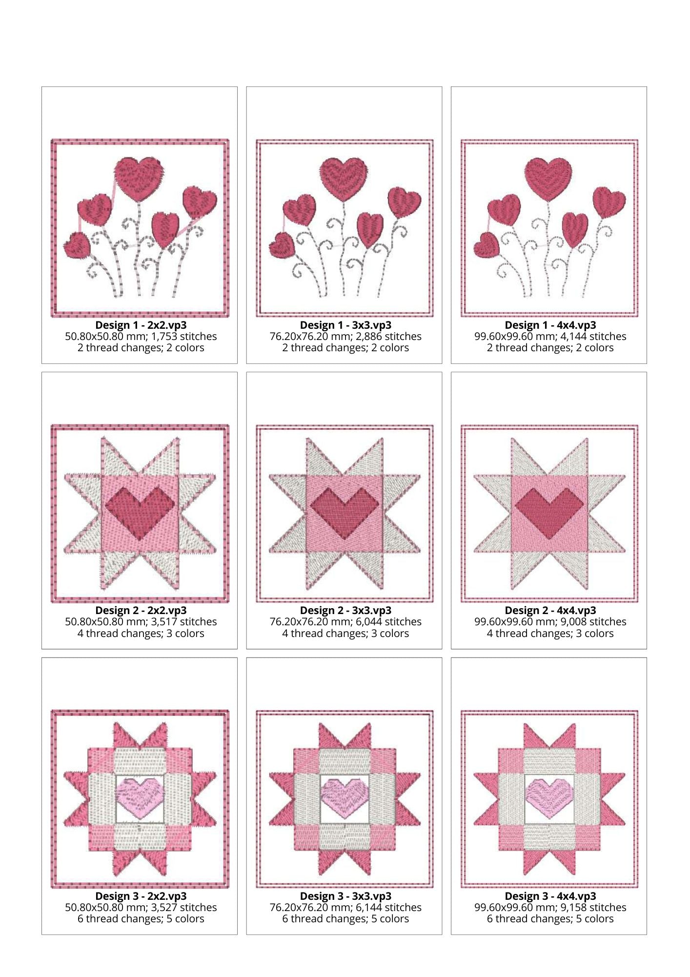 EW395 Valentines Mini Quilt Blocks 1