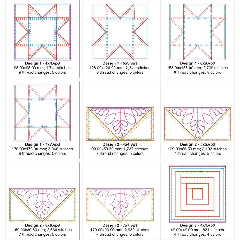 EWDP002 - Pack - Applique Scrappy Star Quilt Block Panels