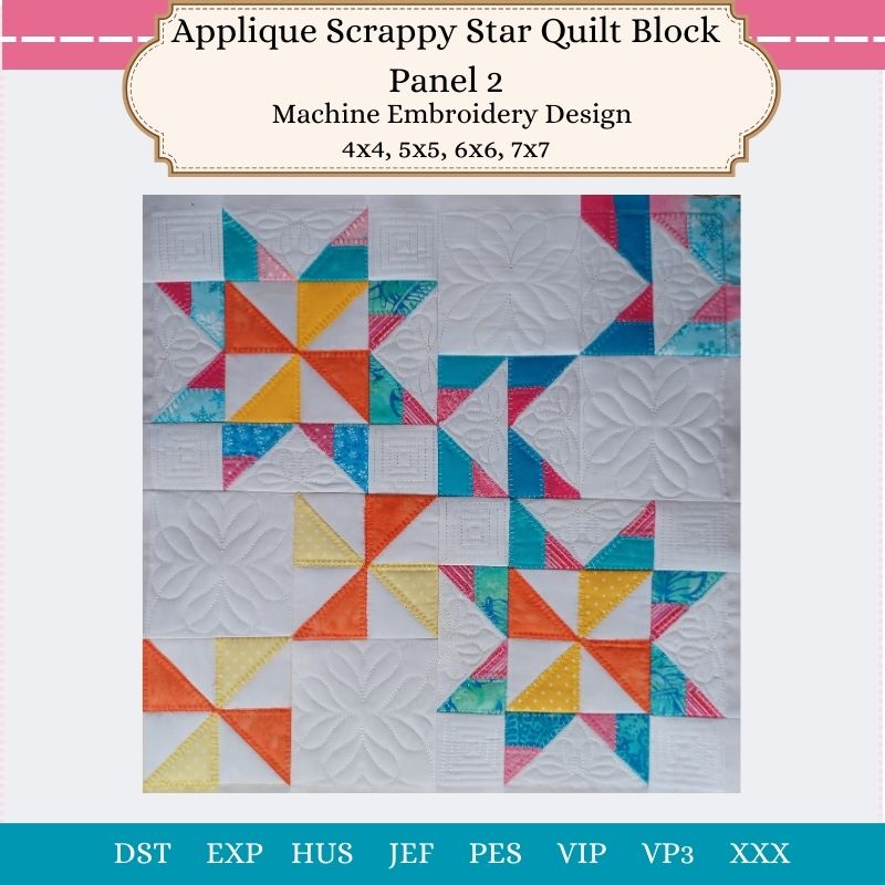 EWDP002 - Pack - Applique Scrappy Star Quilt Block Panels