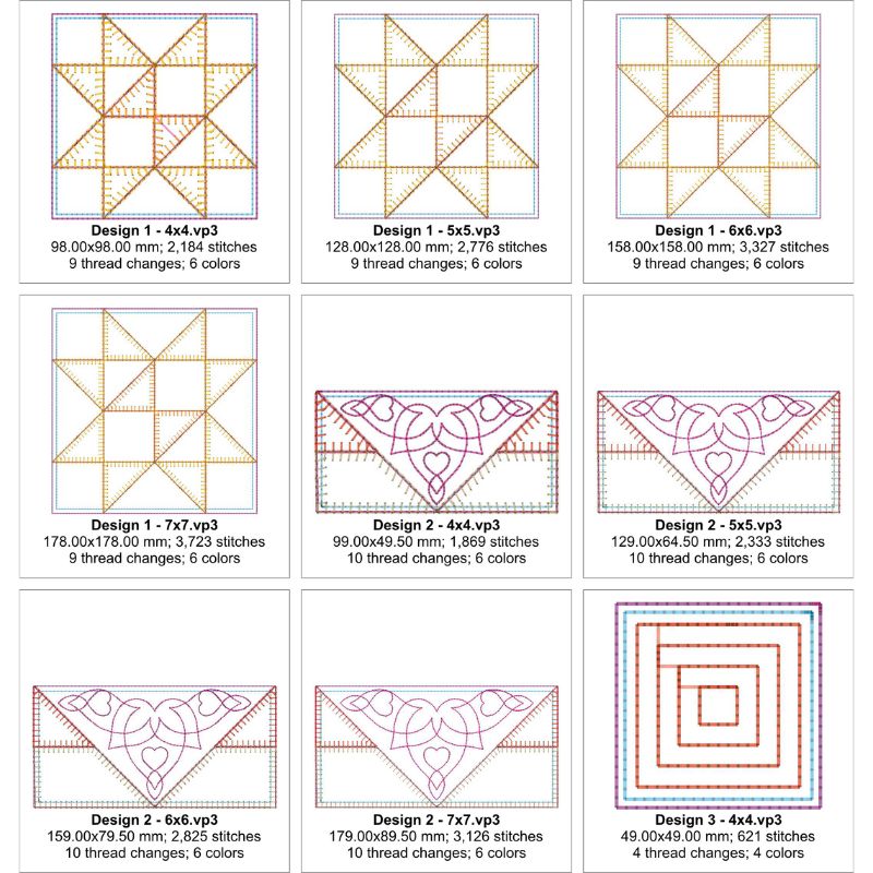 EWDP002 - Pack - Applique Scrappy Star Quilt Block Panels