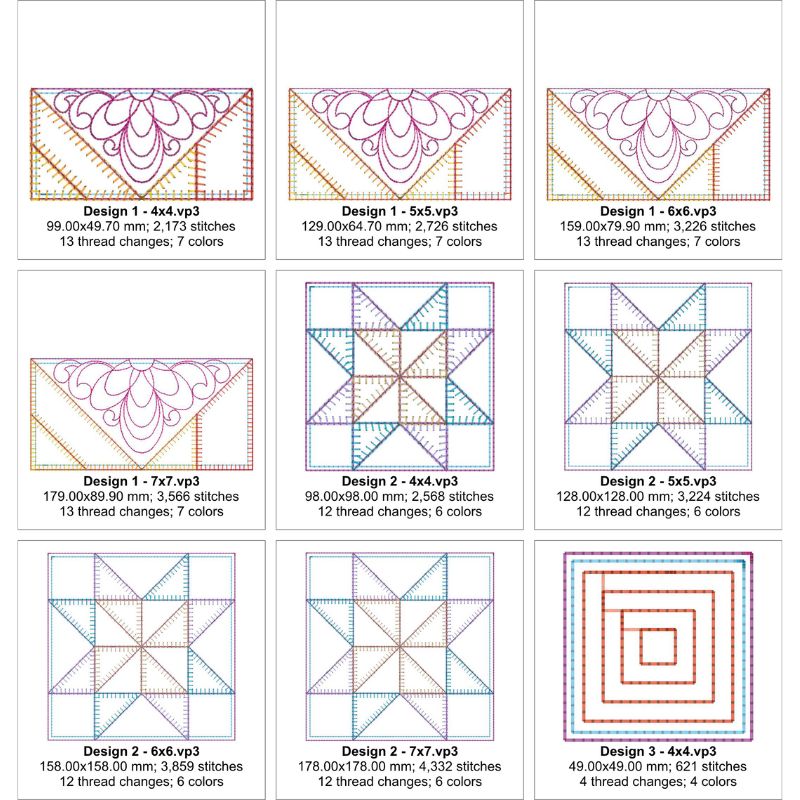 EWDP002 - Pack - Applique Scrappy Star Quilt Block Panels