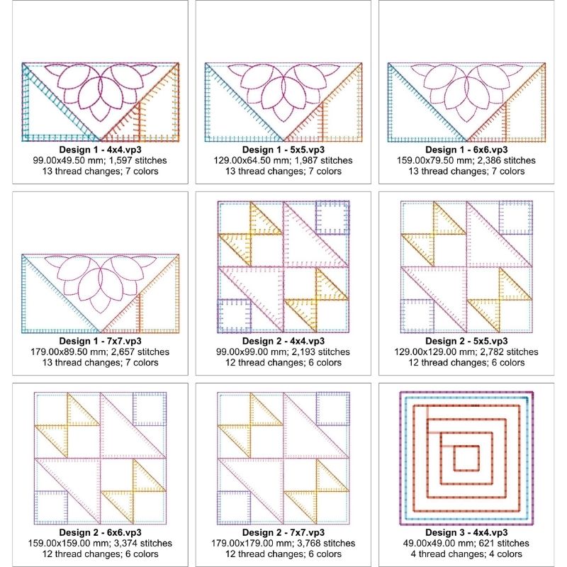 EWDP002 - Pack - Applique Scrappy Star Quilt Block Panels