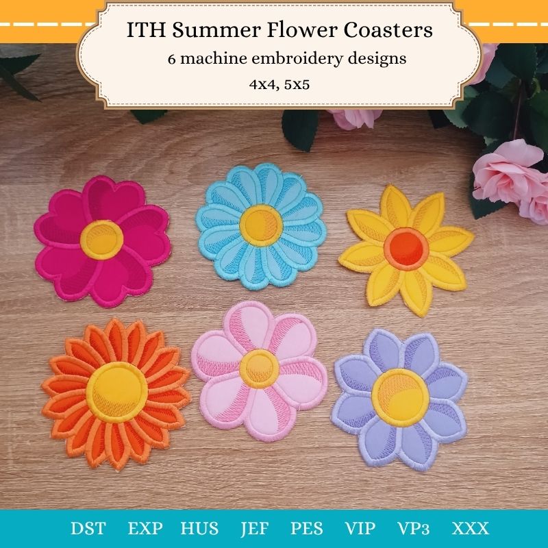 EW430 ITH Summer Flower Coasters