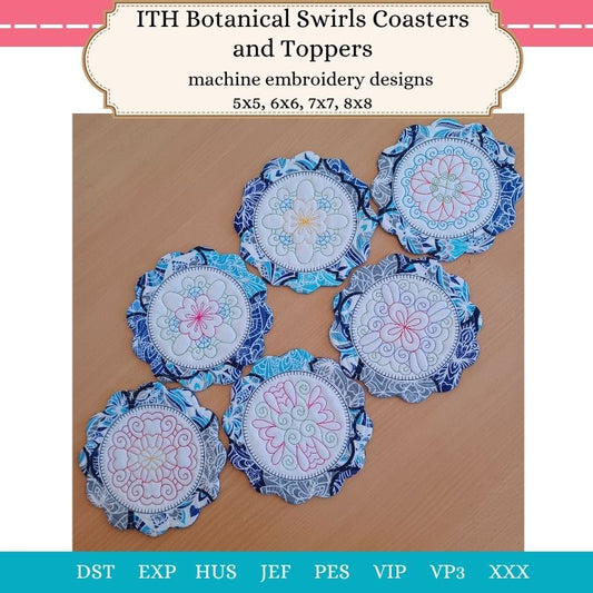 EW435 ITH Botanical Swirls Coasters and Toppers