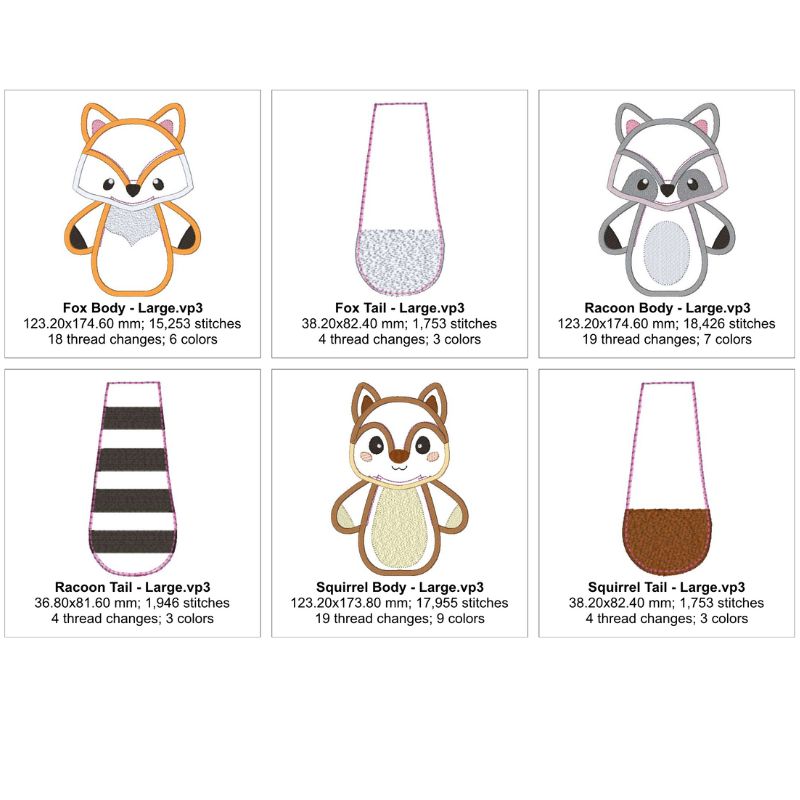 EW440 - Woodland Animal Tails Applique