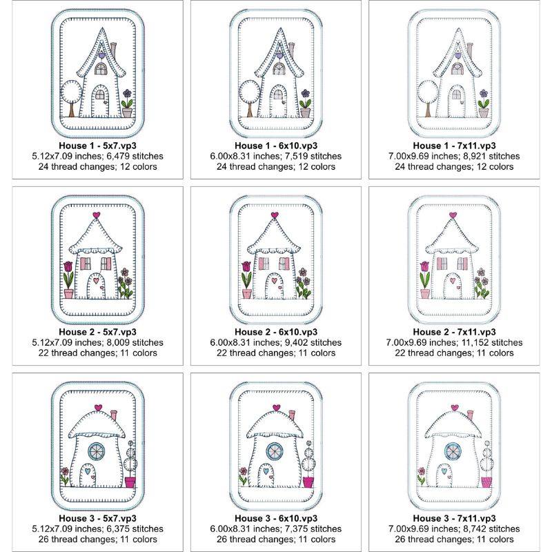 EW521 - ITH Country Cottages Applique Mug Rugs