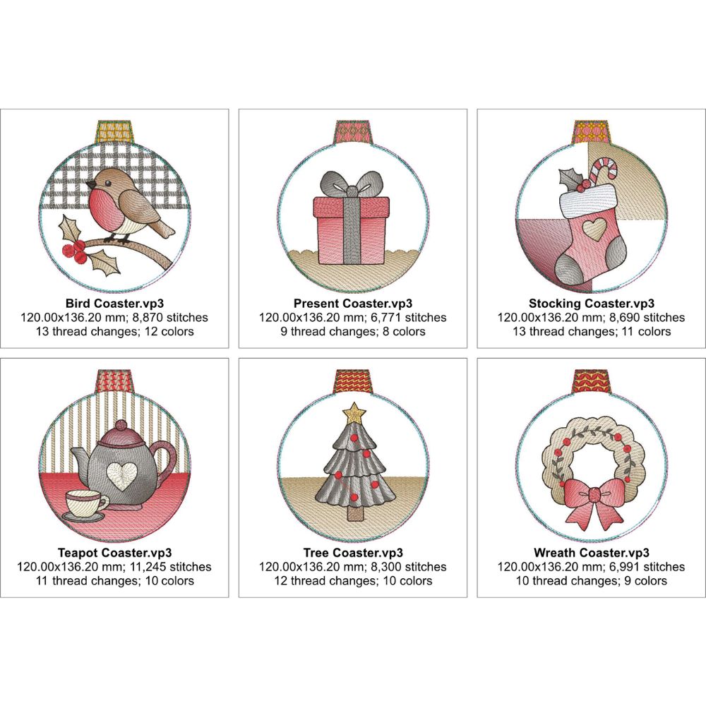 EW549 – ITH Christmas Bauble Coasters