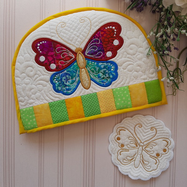 EWC155 IHQ Butterfly Tea cosy and Trivet