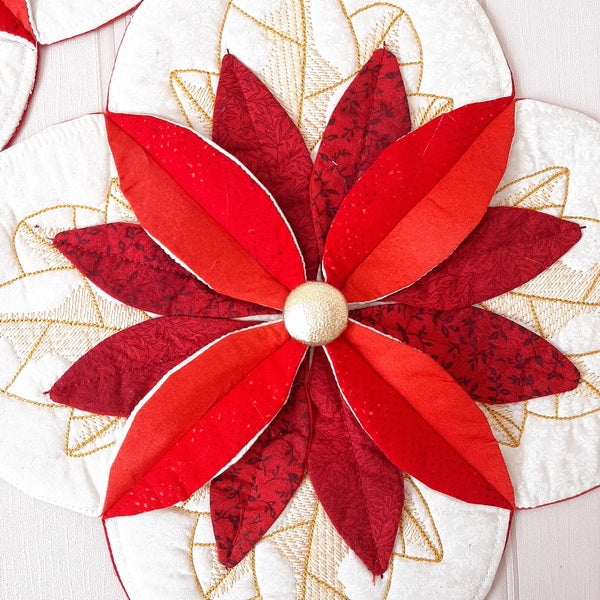 EWC156 3D ITH Poinsettia Table Topper