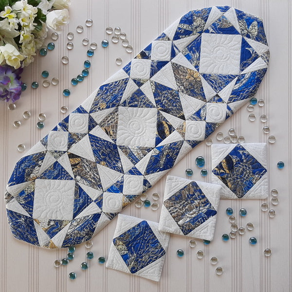 EWC165 ITH Quilted Storm At Sea Table Runner
