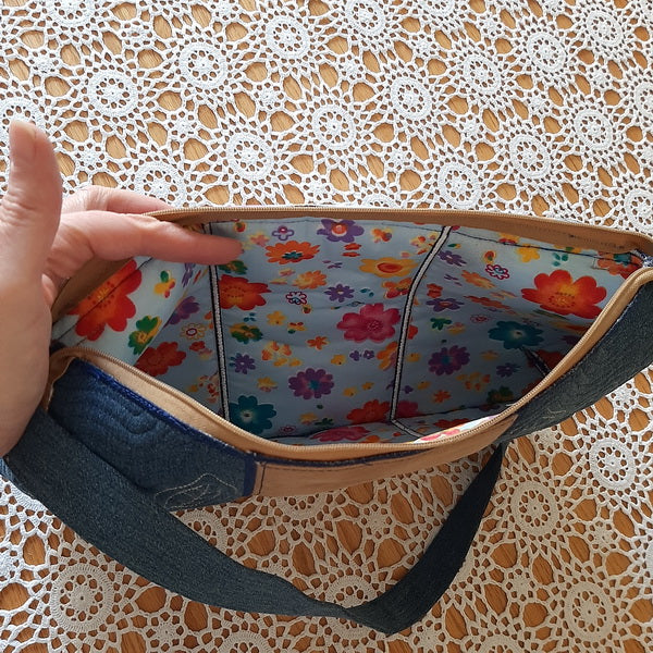 EWC212 Lace and Denim Bag