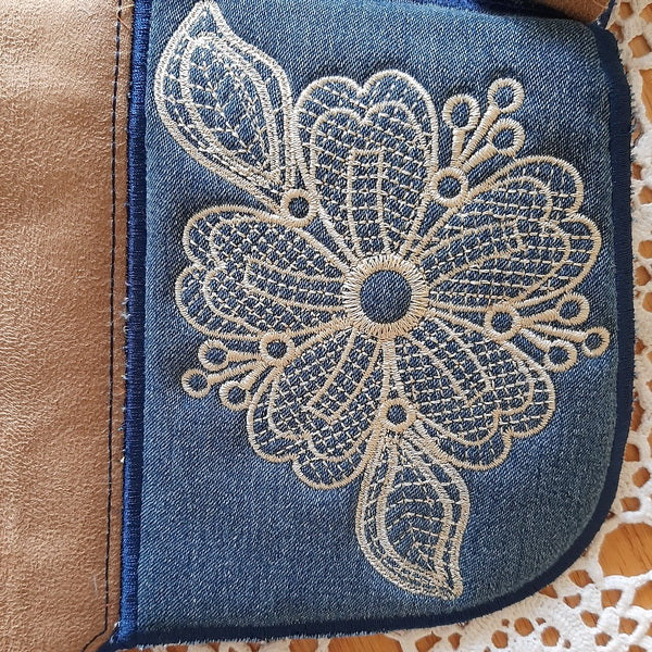 EWC212 Lace and Denim Bag