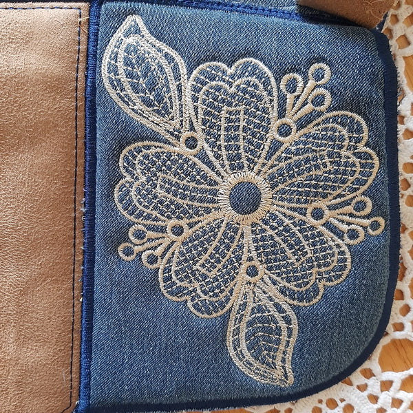 EWC212 Lace and Denim Bag