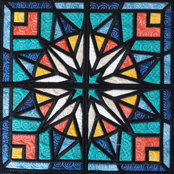 EWV246 Pacific Star Stained Glass Table Topper
