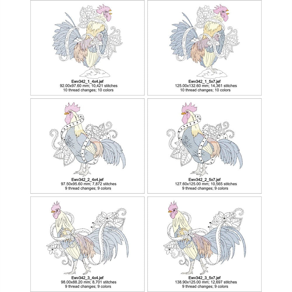 EWV342 - Vintage Roosters