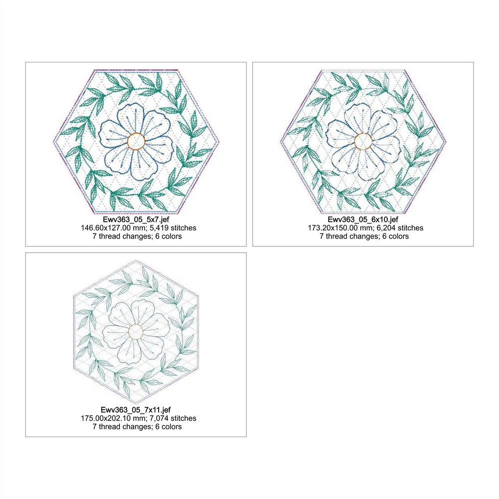 EWV363 - Floral Wreath Hex Blocks