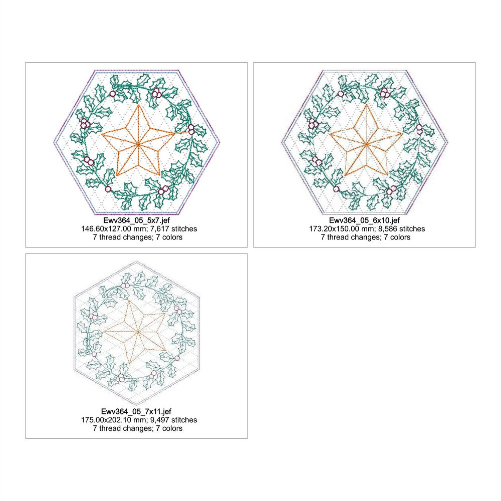 EWV364 - Christmas Wreath Hex Blocks