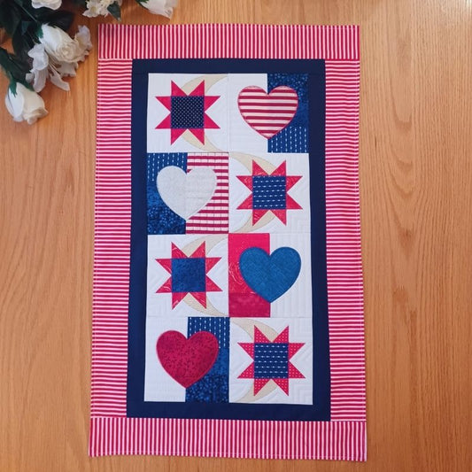 Applique Hearts and Stars Mini Quilt
