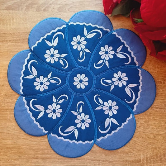 White and Blue Table Topper