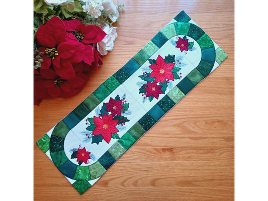 ITH Applique Poinsettia Table Runner