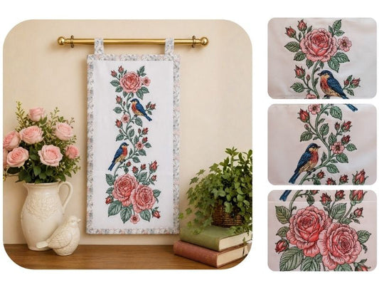 Bluebirds and Roses Wall Hanger