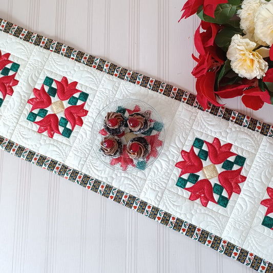 EW280  Quilted Christmas Tulips Table Runner