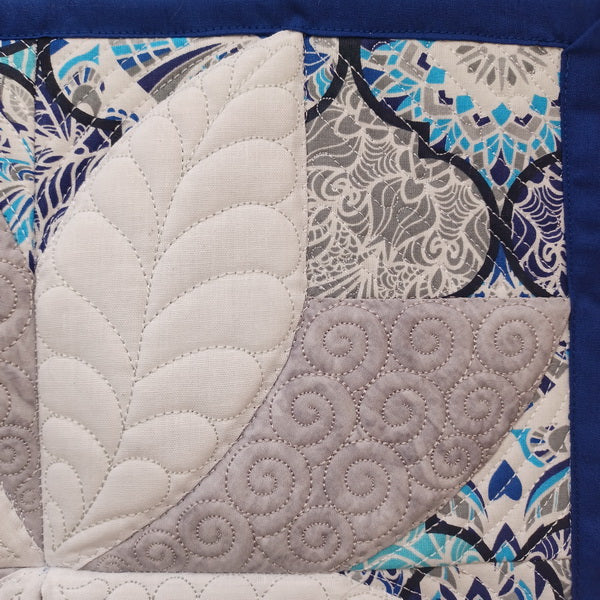 EW304  Drunkard’s Path Quilted Poinsettia Block Table Runner