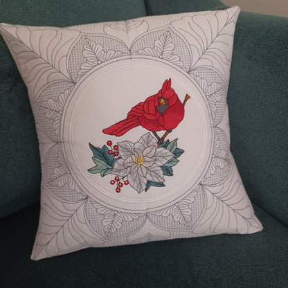 EW329 - Winter Cardinal and Poinsettia