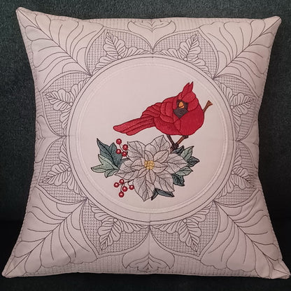 EW329 - Winter Cardinal and Poinsettia