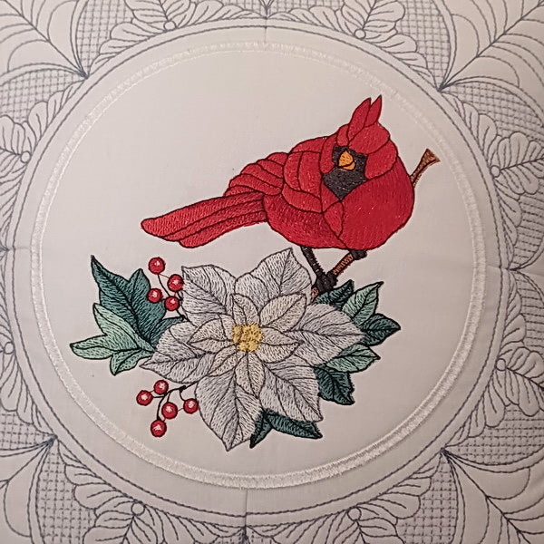 EW329 - Winter Cardinal and Poinsettia