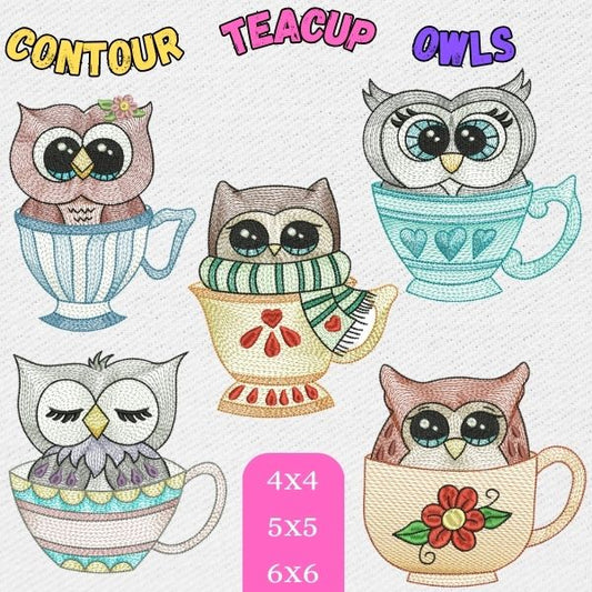 EW357  Contour Teacup Owls
