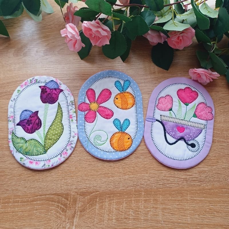 Spring Mug Rug EW409 ITH Spring Mug Rugs – Embroidery Weekly