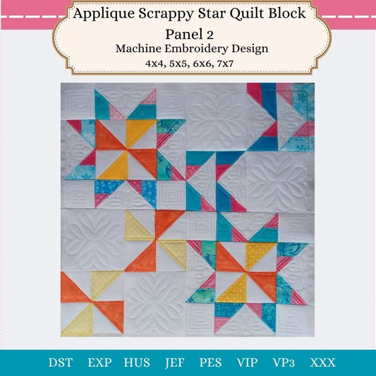 EW416  Applique Scrappy Star Block Panel 2