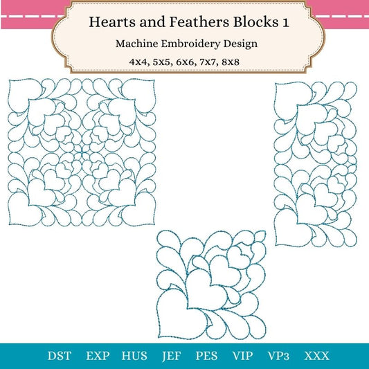 EW422  Hearts and Feathers Blocks 1