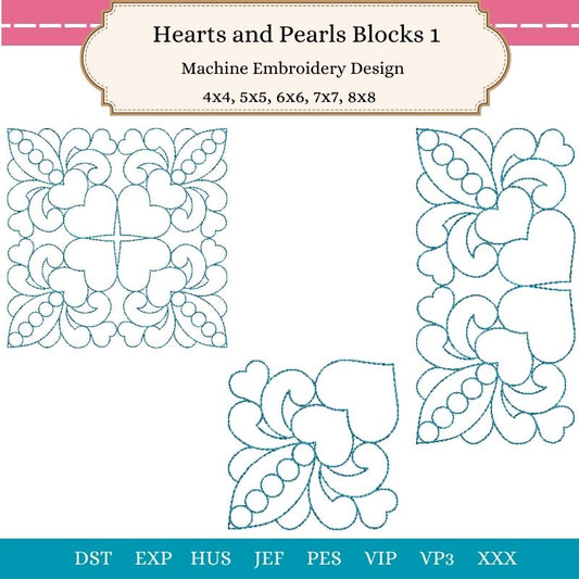 EW423  Hearts and Pearls Blocks 1