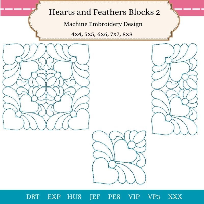 EW425  Hearts and Feathers Blocks 2
