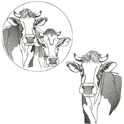 EW428  Doodle Sketch Cows