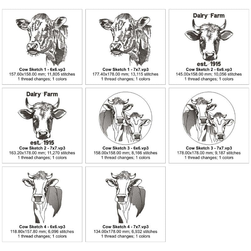 EW428  Doodle Sketch Cows