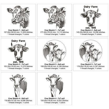 EW428  Doodle Sketch Cows