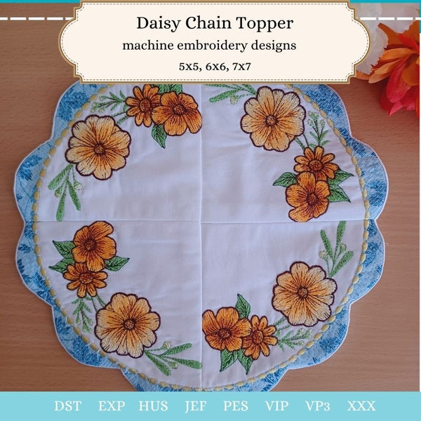 Daisy Chain Topper – Machine Embroidery Design | EmbWeekly